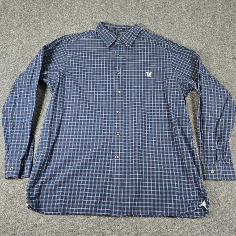 Daniel Cremieux Shirt Mens XL Blue Purple Plaid Long Sleeve Dress Shirt Classics